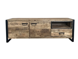 ตู้ไม้ทึบอุตสาหกรรมและวินเทจเพื่อความบันเทิงทีวีตู้เหล็กสไตล์อินเดียบ้านไร่โลหะเฟอร์นิเจอร์บ้านสำหรับห้องนั่งเล่น - Product Image 5