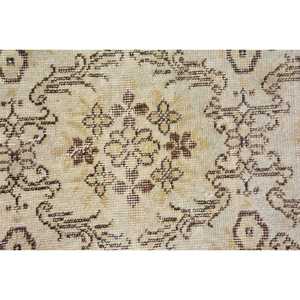 Vintage Turkish Rug 5.5x9.4 ft Large <b>Brown</b> White Bordered Patchwork <b>Wool</b> Rug Latex Backing Eco-Friendly Traditional Home Decor - Product Image 5