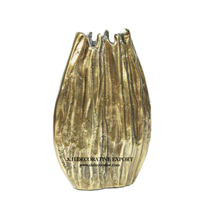 Jarrón Decorativo de Metal Dorado Hecho a Mano, Centro de Mesa, Jarrón Pequeño de Metal para Decoración Floral - Product Image 2