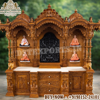 Templo Ashtalakshmi de Madera de Teca en Oferta, Mandir de Madera Elegante con Puertas, Templo Ashtalakshmi de Lujo Estilo Sureño Indio, EE. UU.