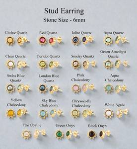 Yellow Citrine Quartz Gemstone Stud Earrings 925 Sterling Silver Beaded Bezel Round Minimalist Moissanite Wholesale Jewelry - Product Image 2