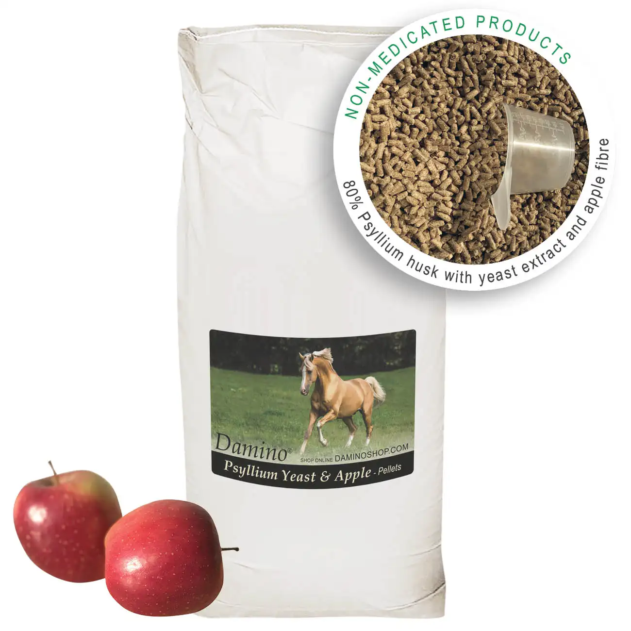 Damino Psyllium Yeast   Apple Pellets Normalizes the Intestinal Flora and Reduces risk of Digestive Problems 20kg