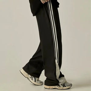 Custom Cotton Baggy Sweatpants <b>Men</b> Loose <b>Trousers</b> Wide Leg Flare Design <b>Drawstring</b> Pockets Mid Waist Lightweight Breathable - Product Image 4