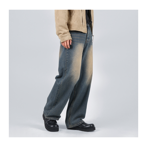 Jeans pour hommes pantalon baggy en denim tendance unisexe 3 couleurs délavé vintage jambe large coupe décontractée jean style urbain - Product Image 5