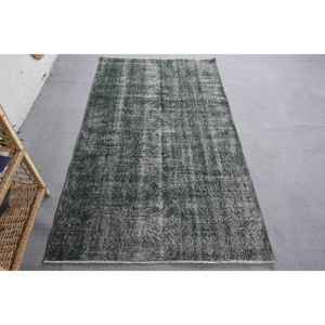 Tapis Patchwork en Polyester Laine Gris Vert Moderne, Technique de Tissage Faite à la Main, Rectangle Abstrait pour Couloir de Chambre à Coucher, 3.6 'X 6.4' - Product Image 1