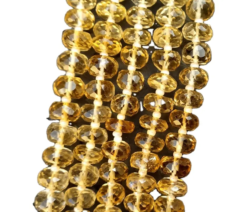 טבעי 16 אינץ ארוך סיטרין חן Rondelle פיאות חצי יקרות אבן גדילים חרוזים ביצוע בעבודת יד תכשיטים