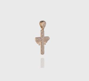 Pendentif en argent sterling 925 plaqué or 12 carats avec design Hip Hop et croix en moissanite VVS1 - Product Image 1