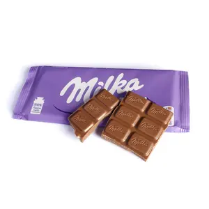 Doğrudan tedarikçi Milka çikolata Bar 100g ve 300g alp süt aperatif yiyecek çocuklar için yapılmış