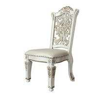Ensemble de table à manger de style moderne du milieu du siècle, chaises en acajou sculptées à la main, revêtement en cuir PU, meubles de maison en bois de Java