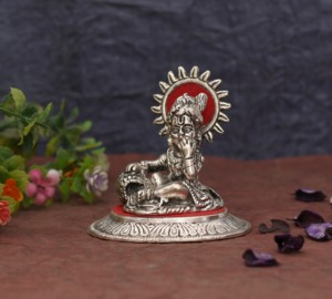 Statue du seigneur Krishna plaquée argent faite à la main nouveauté artisanat pour la décoration de la maison cadeaux de mariage cadeaux d'affaires promotionnels - Product Image 2