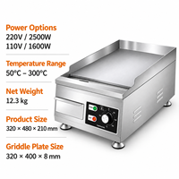 Plaque de cuisson électrique professionnelle en acier inoxydable de 8 mm d'épaisseur pour Teppanyaki, burgers et snack-bars