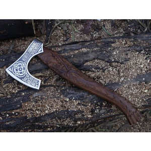 Hache Tomahawk artisanale en acier à haute teneur en carbone, manche en bois de rose, étui en cuir, 1,5 kg, multi-usages, camping, extérieur - Product Image 6