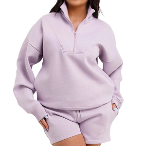 Conjunto de 2 Piezas para Mujer, Sudadera Corta con Capucha y Pantalones Cortos, Diseño Sólido, Ropa de Exterior, Sudadera hasta la Rodilla, Pantalones Cortos Lavados 2026 - Product Image 3