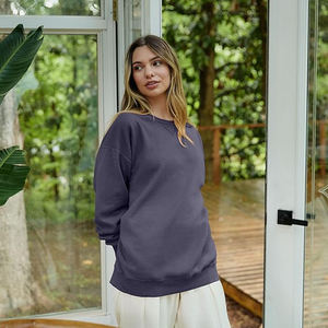 Sweat-shirt pour femme, léger, toucher doux, col rond décontracté, chic minimaliste, à porter au quotidien, tons neutres, basique - Product Image 4