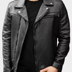 เสื้อแจ็คเก็ตหนังแท้ผู้ชายคุณภาพพรีเมียม ปกตั้ง กันน้ำ ด้านหน้า ดีไซน์โดดเด่น ไซส์ใหญ่ มีจำหน่ายราคาส่ง - Product Image 4