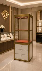 Luxury Rectangular Glass Jewelry Display Case Lighting <b>Key</b> Lock Drawers Retail Necklace Bracelet <b>Ring</b> Presentation Sample Making - Product Image 6