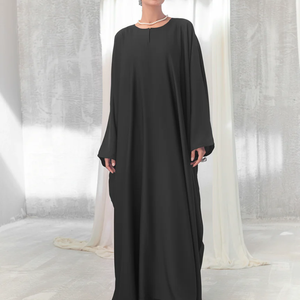 Ropa islámica de Satén/gasa/seda abaya de color azul personalizada, dobladillo grande, 3 capas, 3xl abaya, nuevo diseño, ropa islámica modesta para mujer - Product Image 6