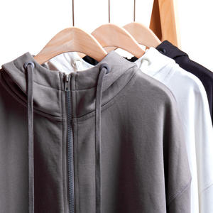 เสื้อฮู้ดแบบซิปรูด100% สำหรับผู้ชายและผู้หญิงผ้าฝ้าย380กรัมสีพื้นแบบเรียบใส่ได้ทุกเพศสินค้ามาใหม่ - Product Image 1