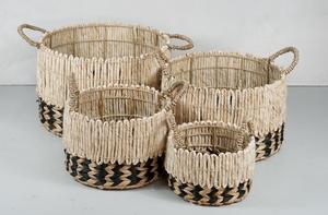 Cesta de almacenamiento de agua de Jacinto de fibra natural elegante Círculo de ratán de estilo vintage para la organización del hogar - Product Image 6