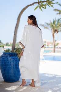 High Quality <b>Plus</b> <b>Size</b> Beaded Hand Embroidery Kaftan Long Sleeves Solid Motif Beach Design Islamic Ankle Length Streetwear 100% - Product Image 3