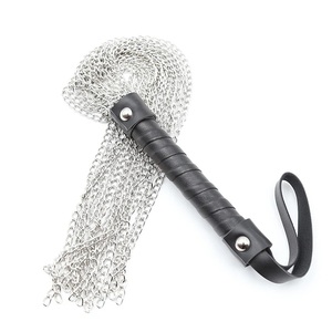 Fouet en cuir véritable STEEL IRISCO INDUSTRY SI-75-ST avec maillons métalliques, poignée noire, 24 pouces de long, fouet BDSM, prise en main confortable, personnalisé - Product Image 1