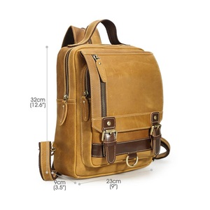 Sac à dos en cuir véritable pour le collège Intérieur multi-poches Outdoor Travel Business Leather Rucksack Bags Casual Sustainable Bags - Product Image 2