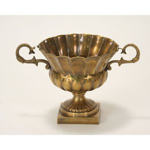 Modern Luxury Brass Footed Urn Vase Ornate Handled Compote Centerpiece Wedding Hotel Decor Custom Logo OEM Wholesale India - Product Image 1