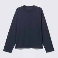 T-shirt Homme Oversize à Épaules Tombantes, Manches Longues, 100% Coton, Personnalisable avec Logo, Vente en Gros, Style Streetwear