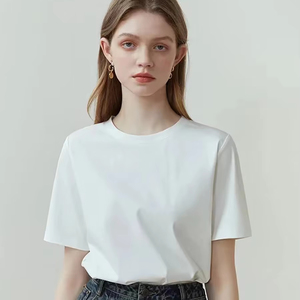 Camiseta blanca básica para mujer 2024 de algodón, camisetas holgadas de manga corta de verano 100% para niñas y mujeres, camisetas informales para hombres - Product Image 1
