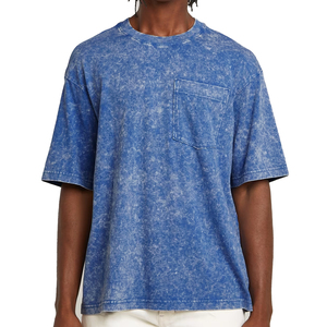 Camiseta de lavado ácido de algodón 100% de alta calidad para hombre, patrón sólido de gran tamaño personalizado con estampado de logotipo hecho de tela de punto - Product Image 1