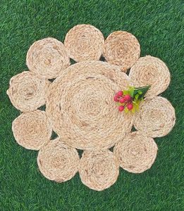 Napperon en jute tressé naturel design rond pour table centrale pour mariages fêtes du nouvel an et autres occasions - Product Image 6