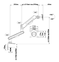 Charmount 13 "-40" support de bras de moniteur à bras unique réglable en alliage d'aluminium robuste support de bureau avec pince en C