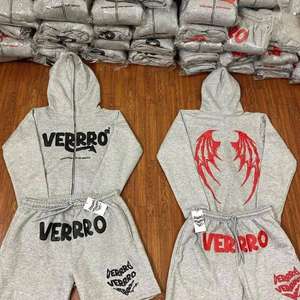 Chándal informal transpirable de dos piezas para hombre, con capucha, bordado, 3D, estampado de soplo, Logo, cara completa, conjunto con capucha y cremallera - Product Image 1