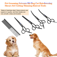 Professionnel 7 pièces Kit de ciseaux de toilettage pour animaux de compagnie en acier inoxydable chien et chat ciseaux de coiffure ensemble boîte emballée outils de coupe de cheveux amincissants