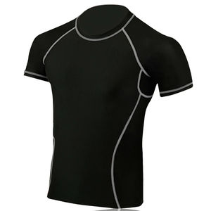 <b>Men</b> Rash Guard Water Sports Swimwear Stretch Fit Short Sleeve <b>Swim</b> <b>Top</b> Sun Protection Anti-Bacterial Quick Dry Spandex/Polyester - Product Image 2