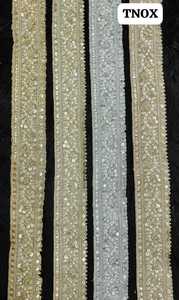 Tek renkli cutwork deseninde özel yapılmış işlemeli danteller, giysiler geliştirme için 1.5 inç genişliğinde sıra çalışması ile. - Product Image 3