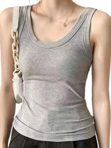 Camiseta sin mangas de Fitness con cuello Halter para mujer, camisola de punto Sexy, tirantes anchos, encaje, Color sólido, chaleco fresco transpirable para verano - Product Image 5