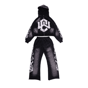 Survêtement en coton biologique 100% pour homme, design personnalisé OEM, lavage à l'acide, 400 450 500 g/m², streetwear d'été - Product Image 4