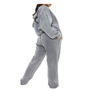 2025 Ensemble de survêtements lourds pour femmes à lavage acide personnalisé 2 pièces du fabricant pour la saison de printemps - Product Image 5