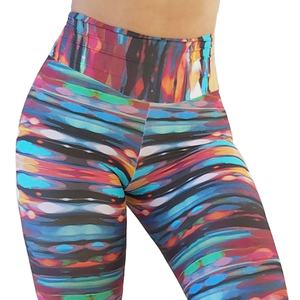 Leggings de sport et yoga pour femmes, taille haute, respirants, antibactériens, sans coutures, imprimé coucher de soleil coloré, décontractés et tendance - Product Image 5