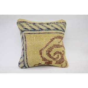 Almohada de retales Kantha de lana Beige de lujo de 12x12 pulgadas, almohada tejida, Vintage, esponjosa, portátil para ropa de cama, suelo para Navidad - Product Image 1