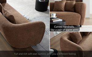 โซฟาโค้งแบบหรูหราสำหรับห้องนั่งเล่น3ที่นั่งผ้ากำมะหยี่อูฐเมฆโยนหมอนไม้แข็งกรอบด้านข้างที่มั่นคง - Product Image 5