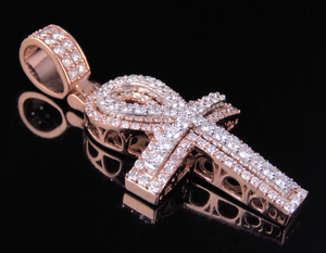 Élégant collier pendentif croix en argent sterling S925 plaqué or rose avec diamant Moissanite bijoux religieux de style Hip Hop - Product Image 2