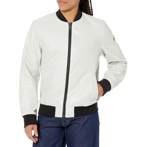 Chaqueta de Cuero para Hombre, Ajustada, de Moda, Chaqueta Blanca de Alta Calidad, Nueva Chaqueta de Cuero PU para Hombre - Product Image 1
