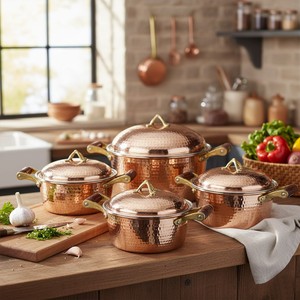 ชุดหม้อทองแดงโบราณขนาดเล็กทรงตั้ง พร้อมฝาปิดสแตนเลสสองชั้น สำหรับทำซุปและอาหารตุ๋น รวมถึงส่วนประกอบเซรามิกและเหล็ก - Product Image 3