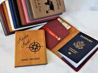 Tempat Paspor Kulit Personalisasi, Sampul Paspor Kulit dengan Ukiran Laser Kustom, Dompet Perjalanan Kulit, Hadiah Personalisasi