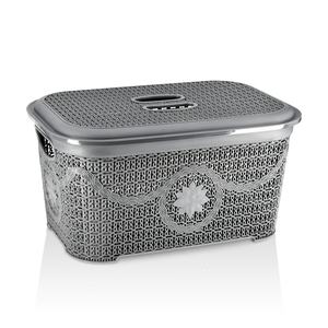 Asude Plastik Knit Style Plastic Storage <b>Box</b> <b>Lid</b> 35 Liter Capacity 35.5x54x27cm Laundry Toy Clothing Household Items <b>Decorative</b> - Product Image 1