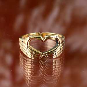 Trendy Two Hand Joined Heart Brass <b>Ring</b> 18k Gold Plated Ethnic <b>Adjustable</b> Punk Skeleton Palm Heart Finger Women Wholesale <b>Ring</b> - Product Image 5