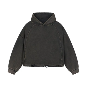 Sudadera con Capucha Personalizada de Alta Calidad con Logotipo Bordado, 100% Algodón, Gruesa, Hombros Caídos, Corte Regular, Color Sólido, para Hombre, Invierno - Product Image 3