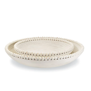 Nouvel arrivage de bols en bois blancs lavés de haute qualité, bords perlés pour noël, vente en gros, fabriqué au Vietnam - Product Image 1